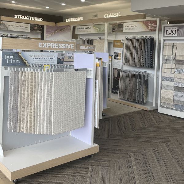 Carpet display at Orillias Floor Fashion showroom