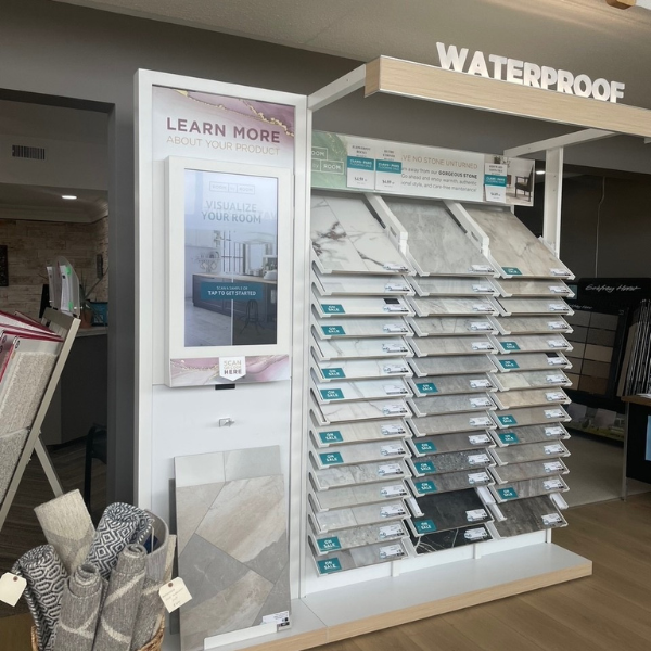 Orillia Flooring Store PXP with stone flooring display